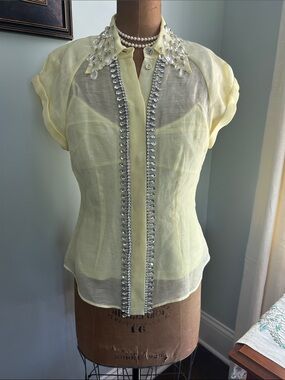 Zimmermann  Yellow Embellished Button-Up Top
